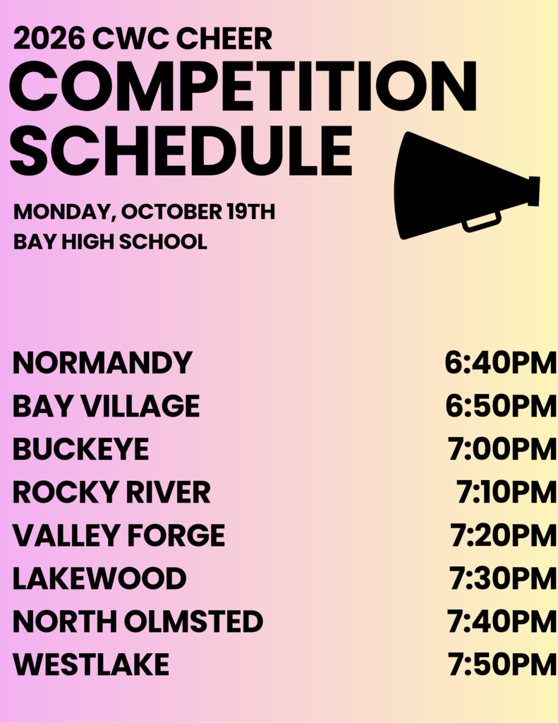 CWC Cheer Event on Oct. 19, 2026 at BHS, 6:30pm