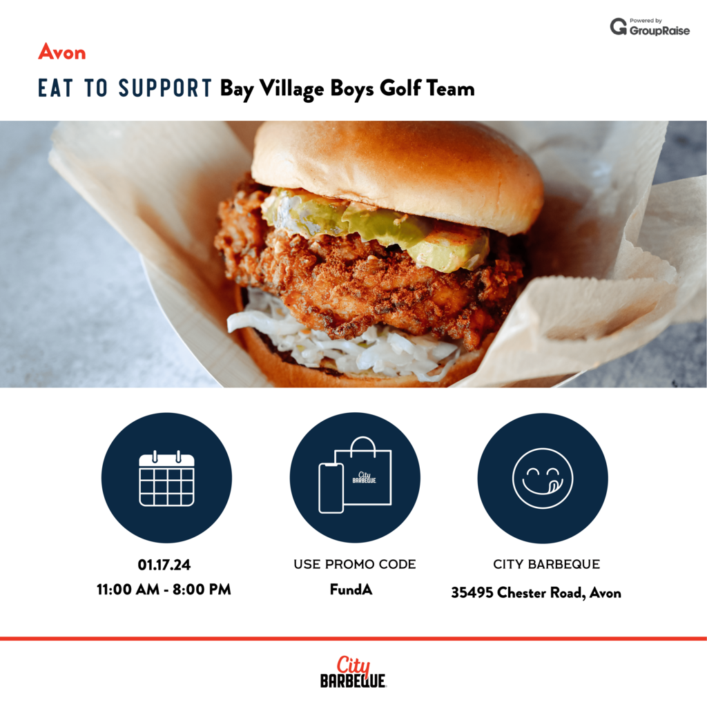 City Barbeque flyer for boys golf team fundraiser