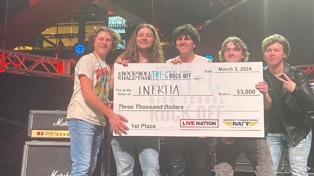 Inertia the band gets first place in the High School Rock Off event and lead singer is Bay High student.