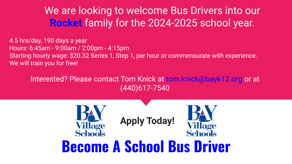 Bus Driver Ad for 2024-25 SY