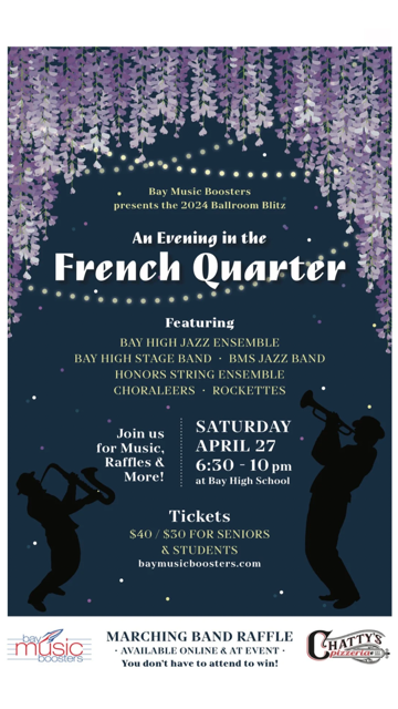 Bay Music Boosters Ballroom Blitz fundraiser flyer