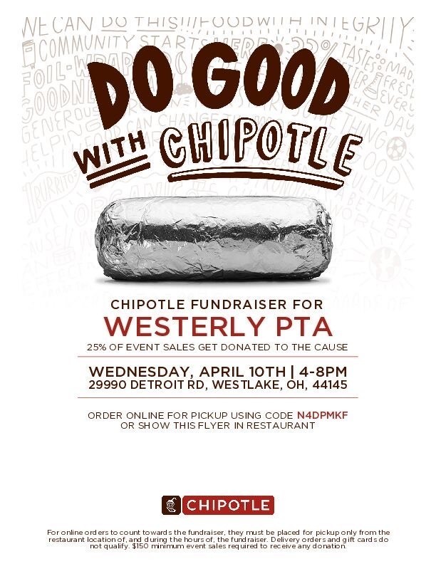 Westerly PTA Chipotle fundraiser flyer