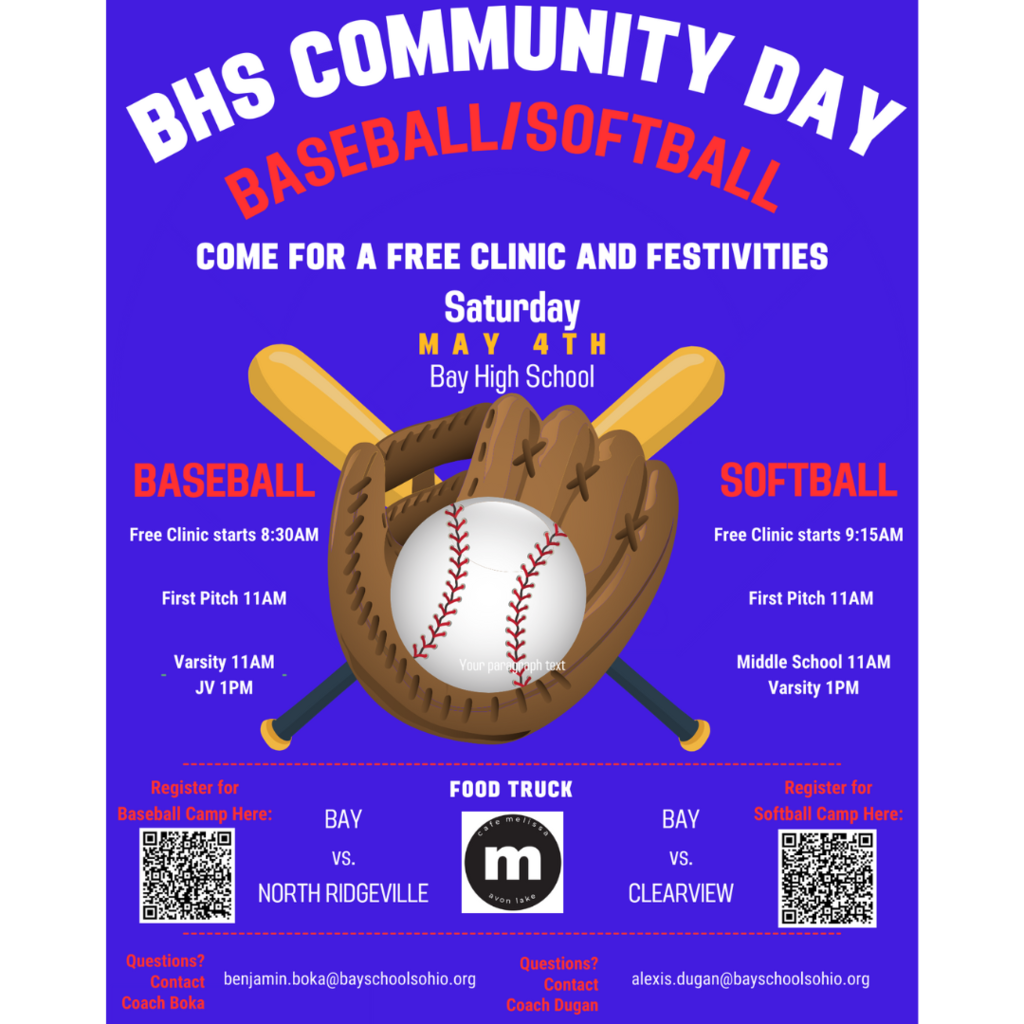 Community Day Flyer with BHS Baseball and Softball