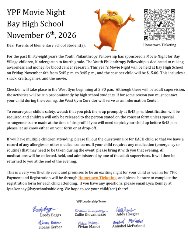 Movie Night Flyer for Nov. 6 fundraiser