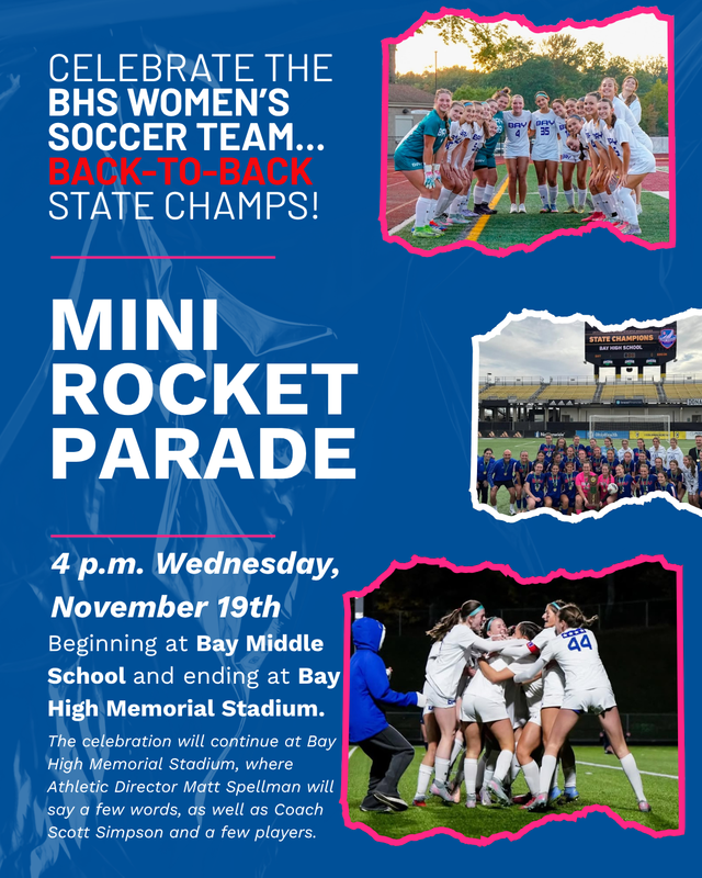 Mini Rocket Parade Tuesday, November 19 to Honor State Championship Soccer Team