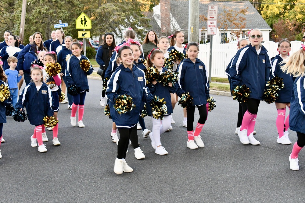 Student marching in street.