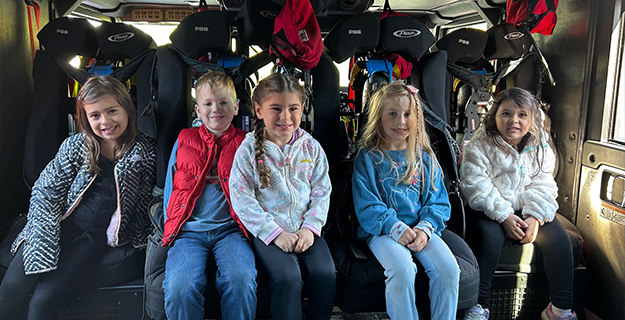 Kindergarteners learn fire safety at the Bayport Fire Department
