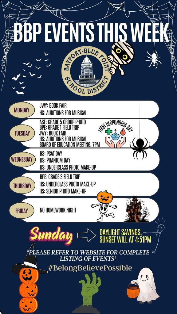 BBP Happenings, Reminders for the Week