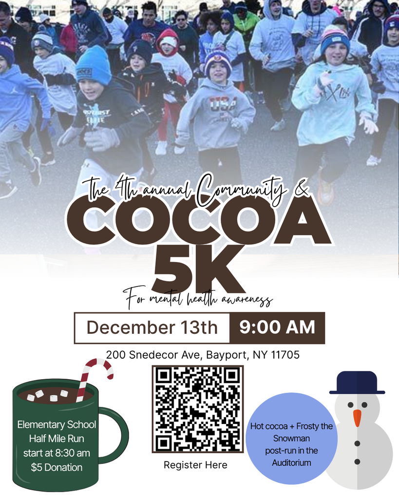 Community & Cocoa 5K Run, December 13, 2025 at 9am at BBP High School