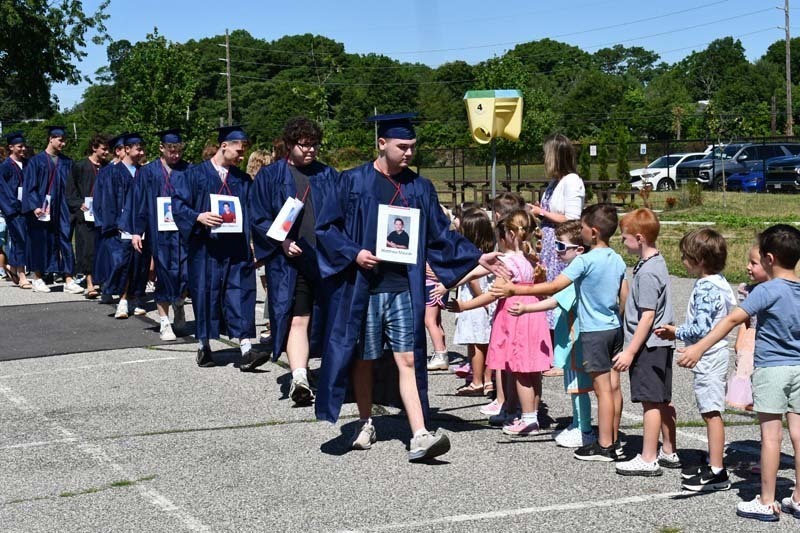 Bayport-Blue Point High School’s Class of 2026 took a trip back to where it all began as they returned to Sylvan Avenue, Blue Point and Academy Street elementary schools for the district’s annual senior walks.