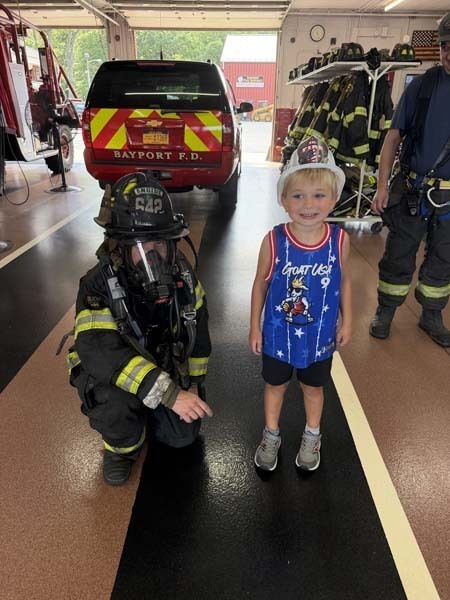 Student with fireman.