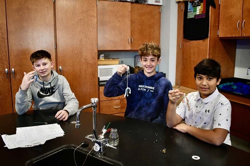 Seventh grade students in Mr. Burdi’s Physical Science class at James Wilson Young Middle School