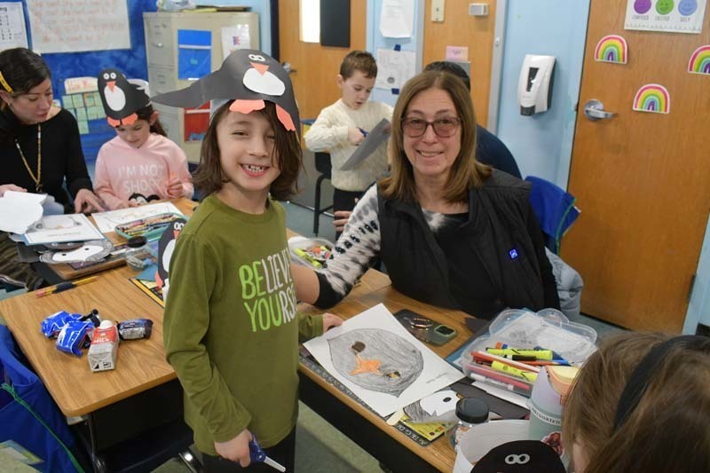 Academy Street first graders mark end of penguin unit with Black and White Day