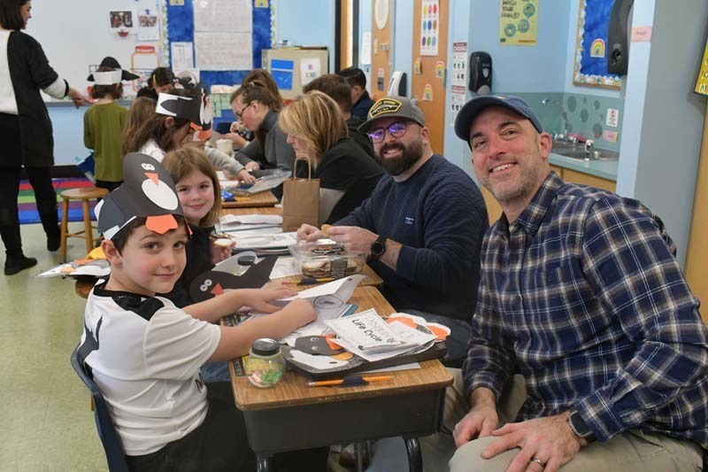 Academy Street first graders mark end of penguin unit with Black and White Day