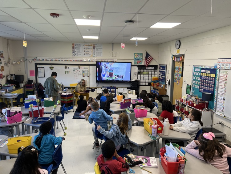 Ms. Young reading Westlandia to 3rd graders
