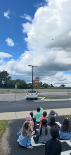 Kindergarten watching the air show 