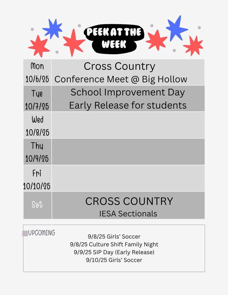 BPMS schedule for week of 10/6/25
