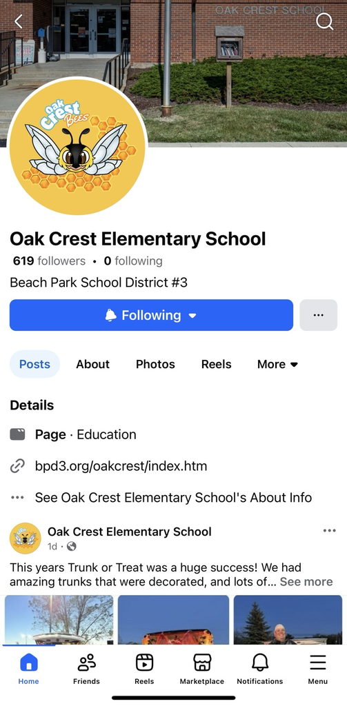 Oak Crest Facebook page!