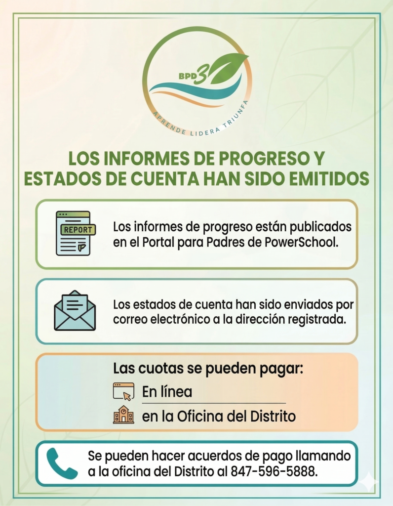 Los informes de progreso y los estados de cuenta han sido emitidos.