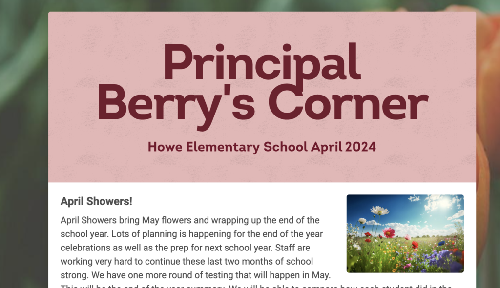 Howe April Newsletter