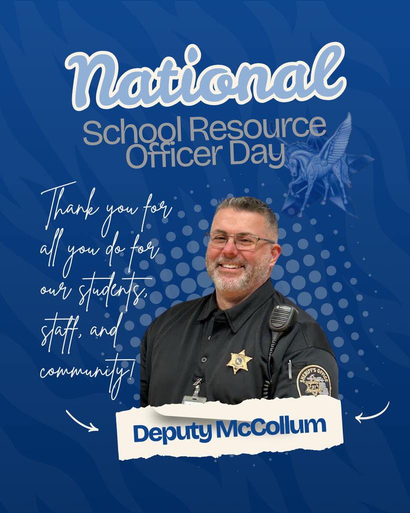 Happy National School Resource Officer Day!  Today, we celebrate and thank Deputy McCollum for his continued dedication to the safety and well-being of our students, staff, and community. We are grateful for the support, care, and commitment he brings to Beal City Public Schools every day.