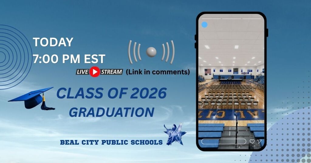 Live Stream commencement photo instructing link in comments on May 21st, 7:00 PM EST
