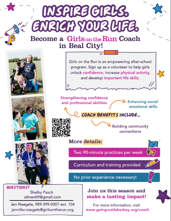 Girls on the Run coaching recruitment flyer