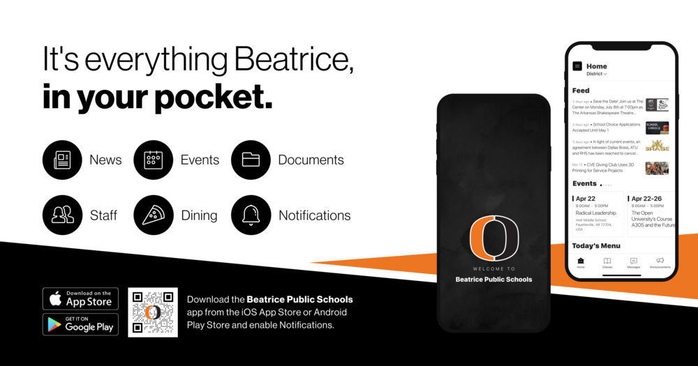it's everything Beatrice, in your pocket. Introducing the new app for Beatrice public schools
