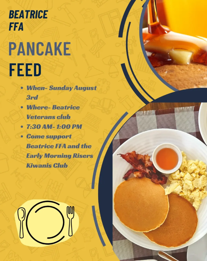 Pancake Feed on Sunday August 3rd @ Beatrice Veteran's Club
