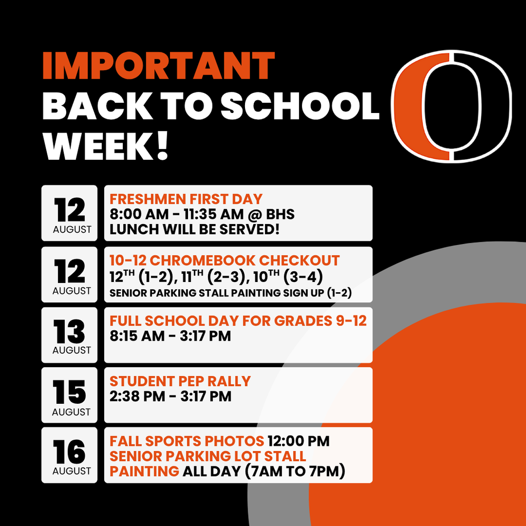 back to school week. important dates