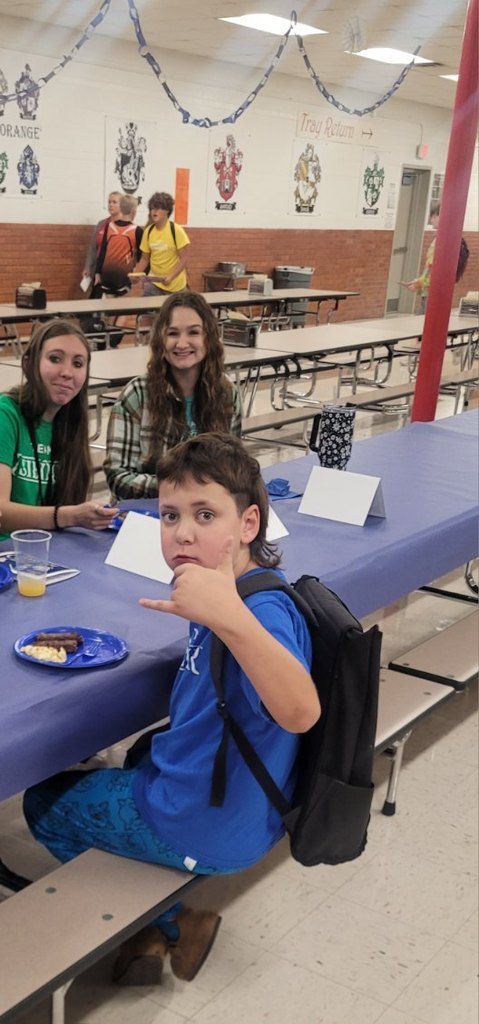 House Day!!  The House of Rêveur spirit was STRONG this morning at our House Breakfast! 🥞🥓 Seeing all of our students and staff in blue, laughing and enjoying breakfast together, is what our house is all about. #bmshousesoforange