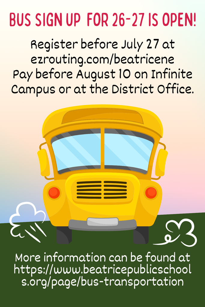 Bus sign up is open at ezrouting.com/beatricene