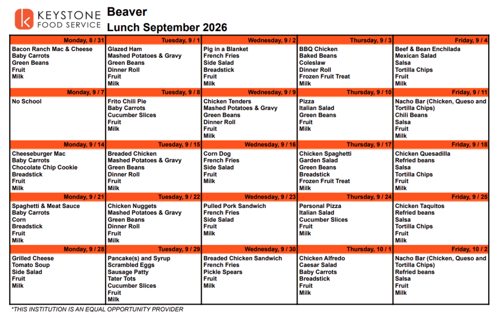 september lunch menu