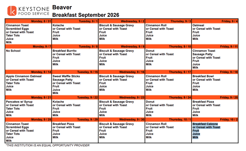 september breakfast menu