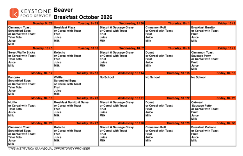 breakfast menu