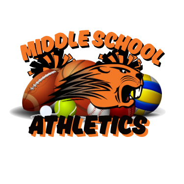 Image of beavers logo on top of  sports balls and pom poms with words Middle School Athletics