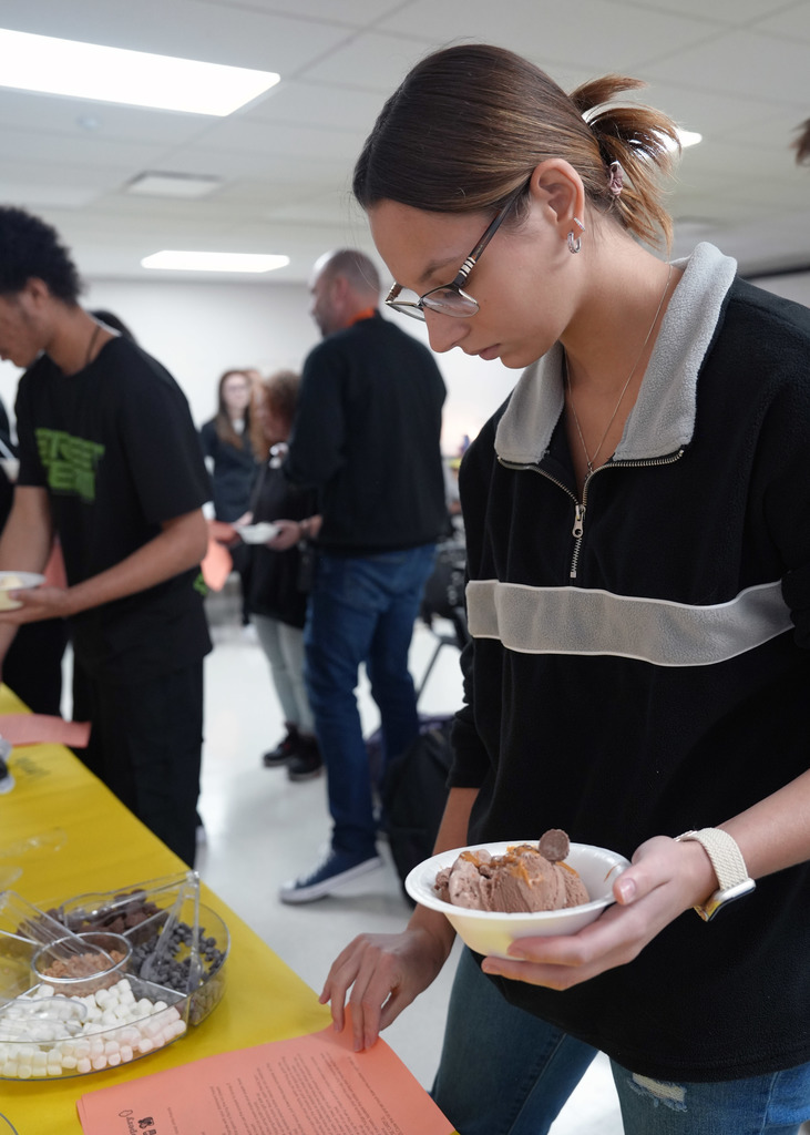 Principles  of Allied Health Class making Ice cream sundaes
