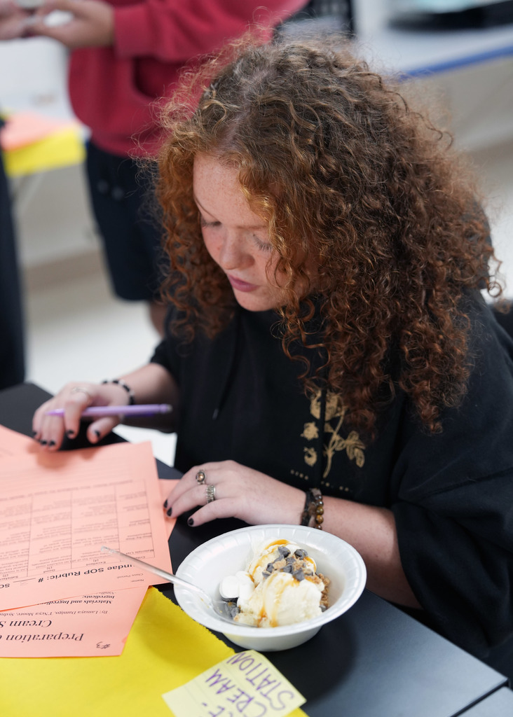 Principles  of Allied Health Class making Ice cream sundaes