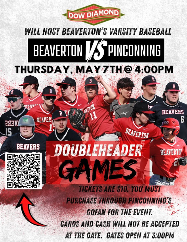 Dow Diamond Game Thurs May 7th.  Beaverton vs Pinconning 4pm