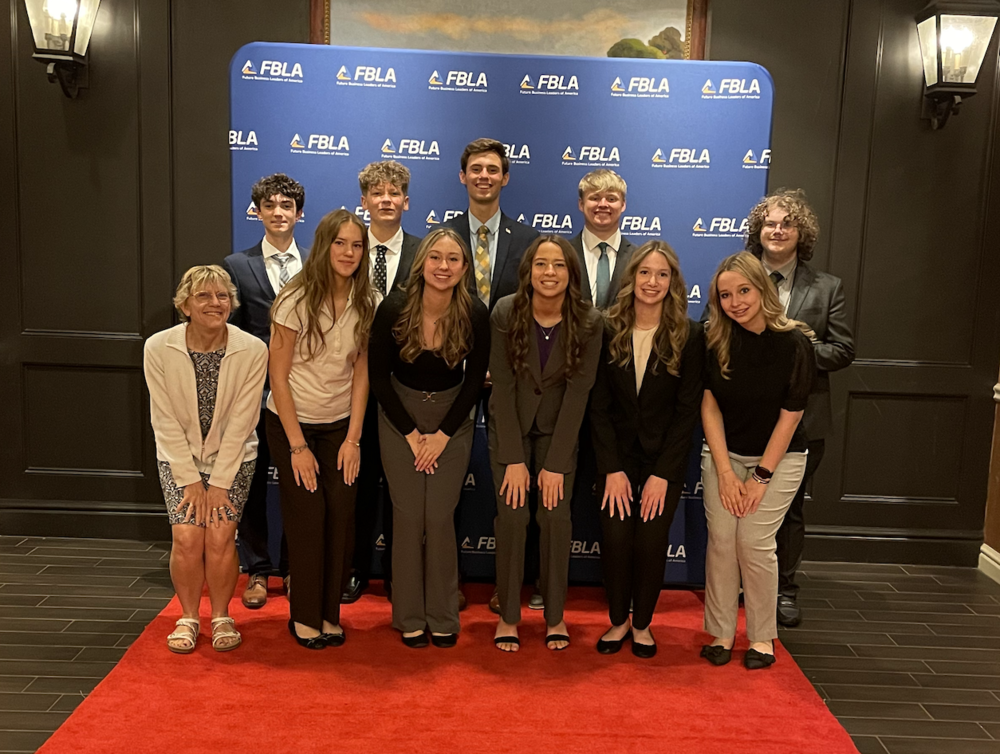 Front Row:  Mrs. Fisher, Advisor, Sophia Raymond, Makayla Koontz, Alexis Hershey, Ellie Rose, and Presley Hartsock.   Back Row:  Coleton Clark, Lane Myers, Dominic Albus, Kyler Weyant, and Isaac Rubinstein.