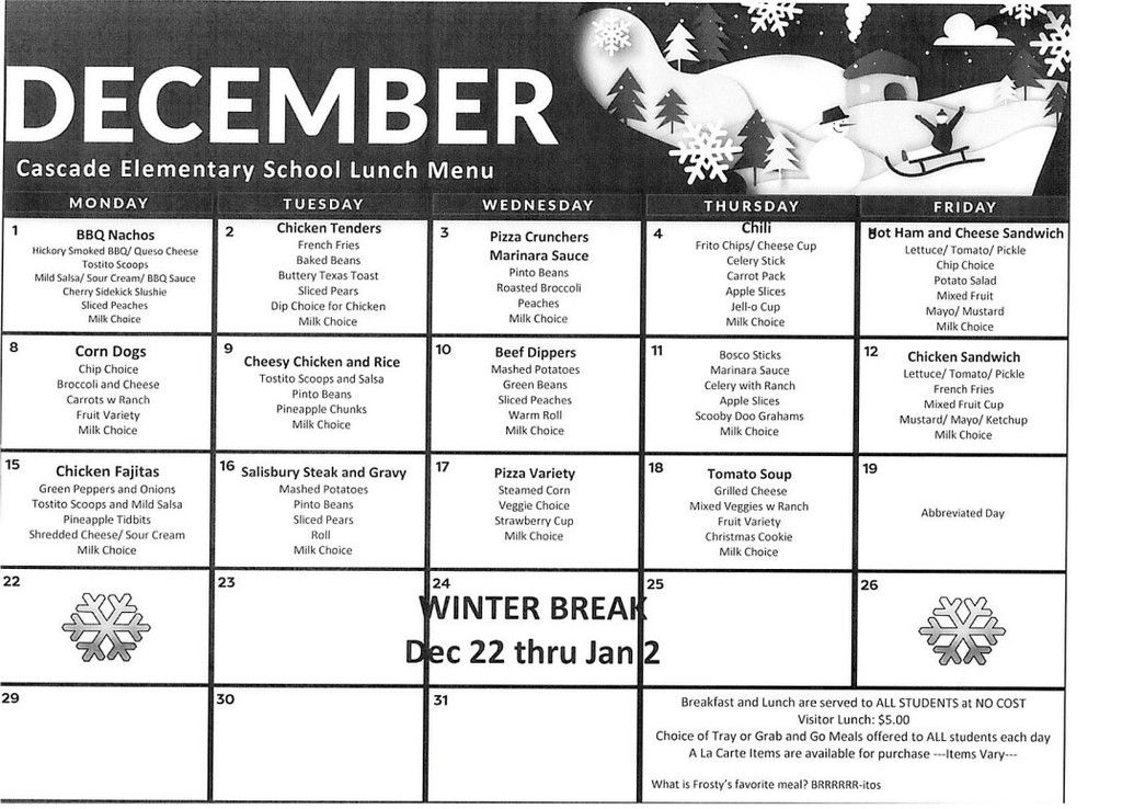 December menu