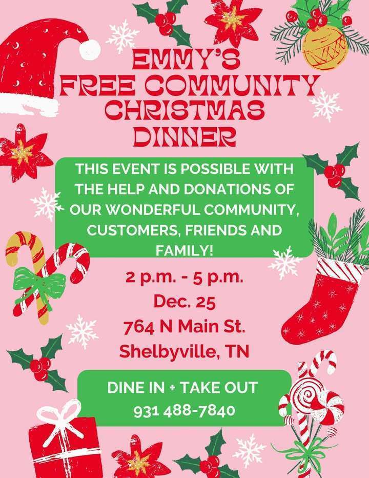 Free Community Christmas Dinner at Emmy's Restaurant