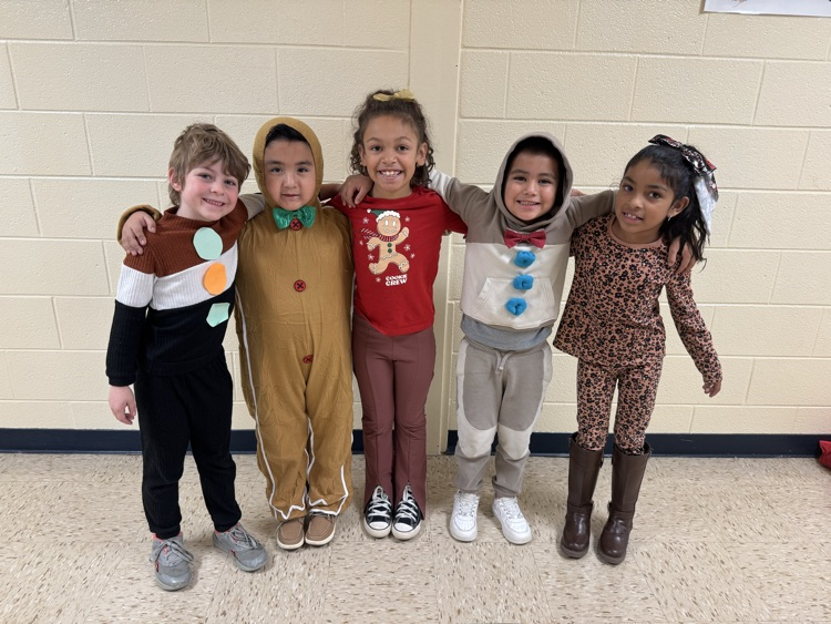 students dressed as gingerbread 