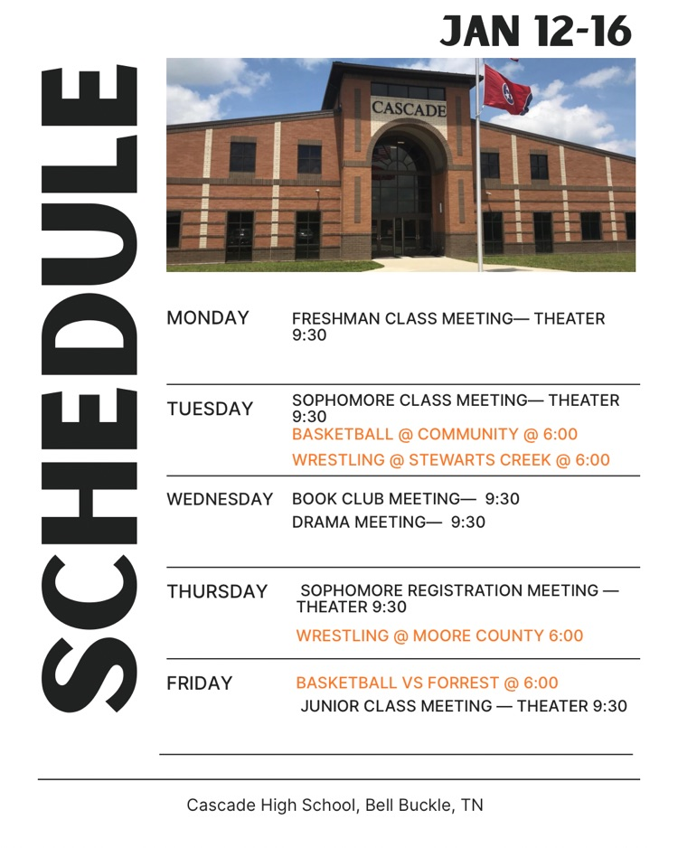 January 12-16 schedule 