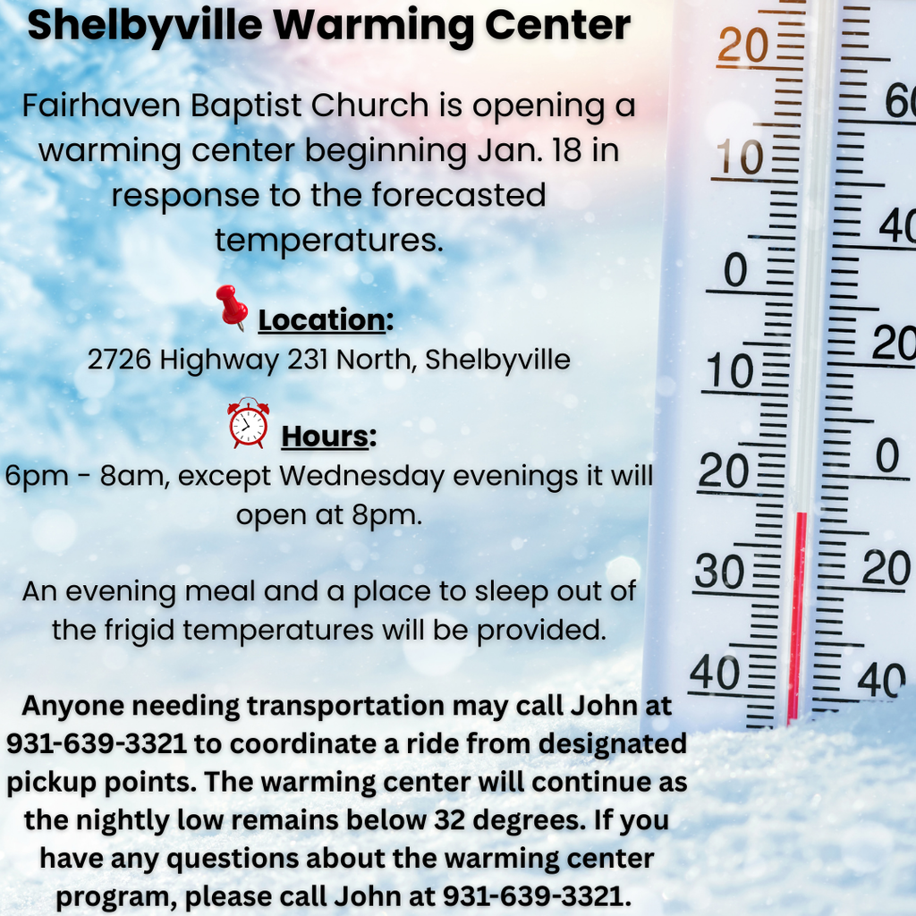 Shelbyville Warming Center at Fairhaven Baptist Church 