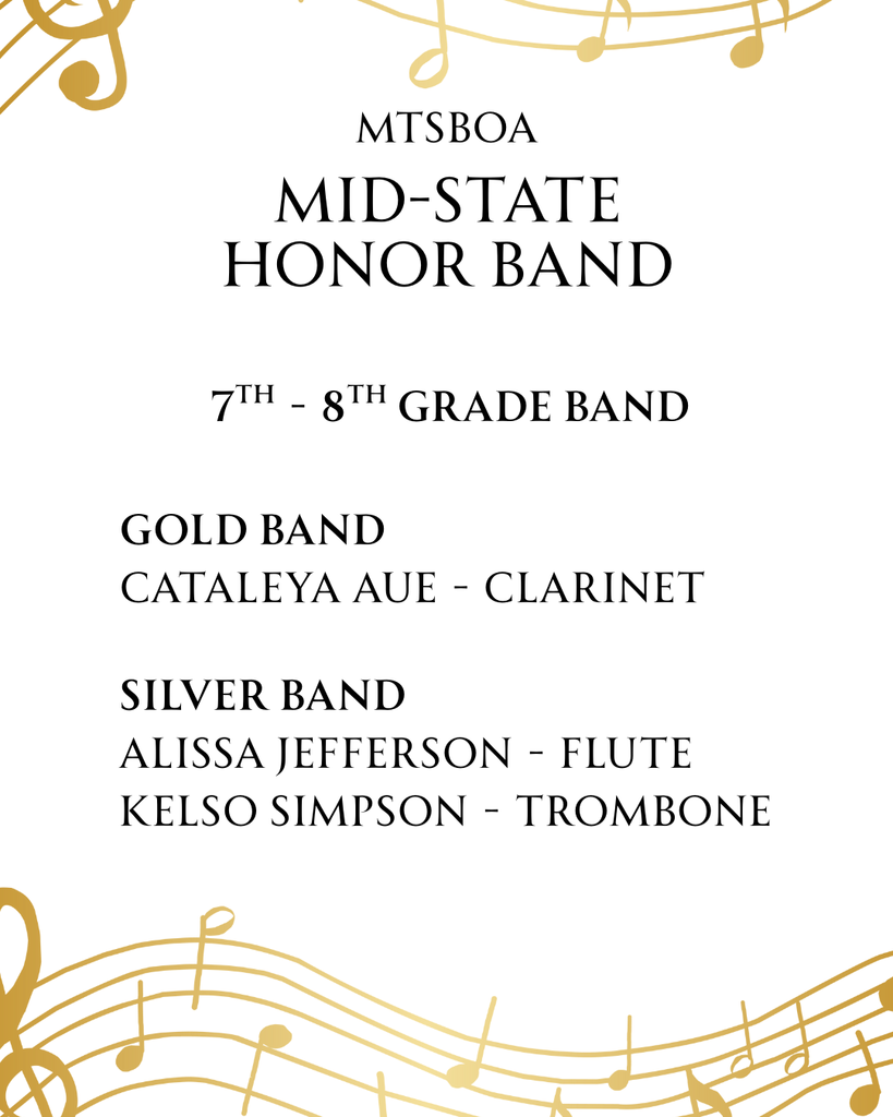 Cascade High School Mid State & All State Honors Band