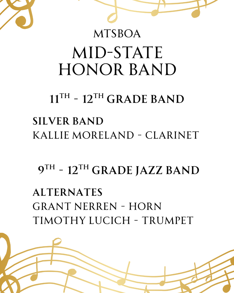 Cascade High School Mid State & All State Honors Band