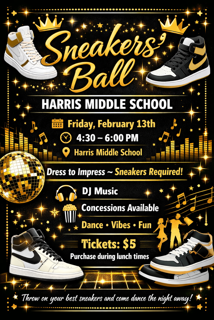 HMS Sneakers' Ball Valentines Dance 2/13/26 Tickets $5 HMS Students Only 4:30pm-6pm