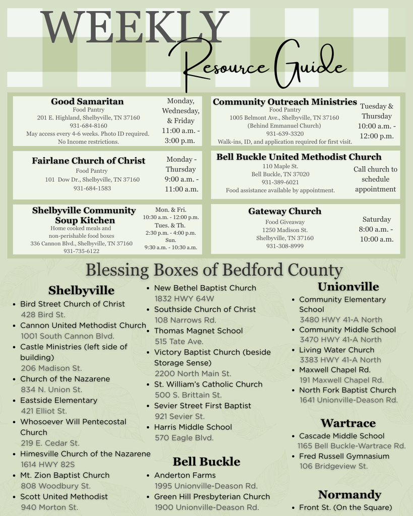 Weekly Resource Guide 