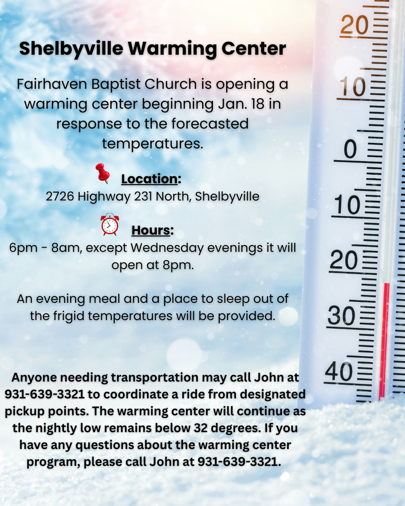 Shelbyville Warming Center at Fairhaven Baptist Church 